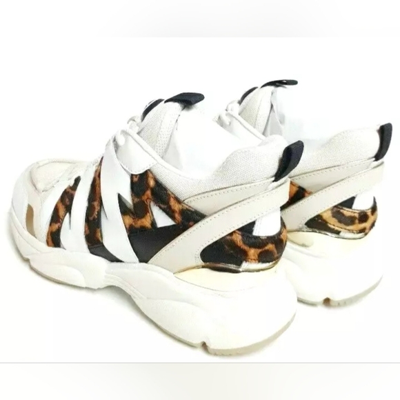 Michael Kors Women's Mixed Media Trainer Sneaker Size 9.5M Ecru Leopard NIB - Picture 5 of 12